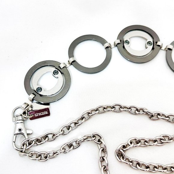 Chico's Chain Link Belt Gunmetal & Silver Tone w/Rhinestones - Picture 10 of 10